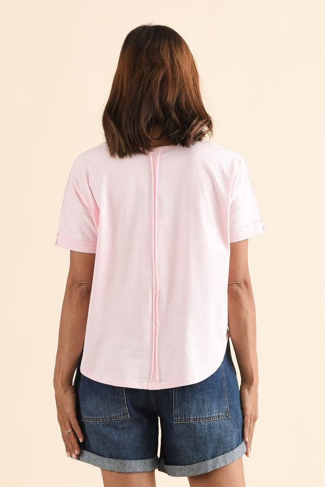 Toronto Pink Cotton Tee,Back,Brunette model,alt text|model:Cara image 4