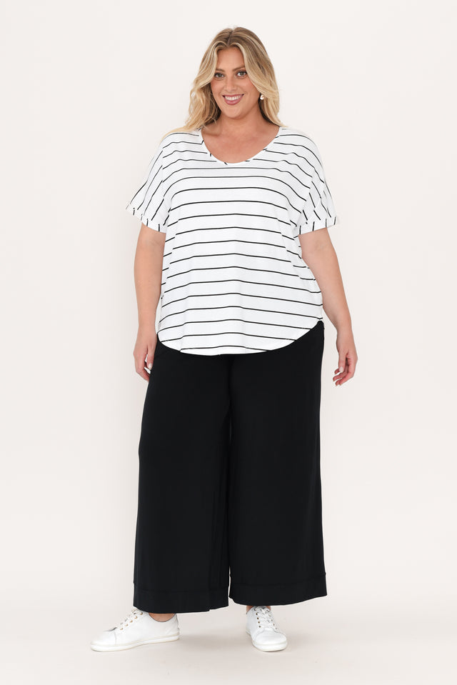Toronto White Stripe Cotton Tee,Blonde model,alt text|model:Caitlin image 9
