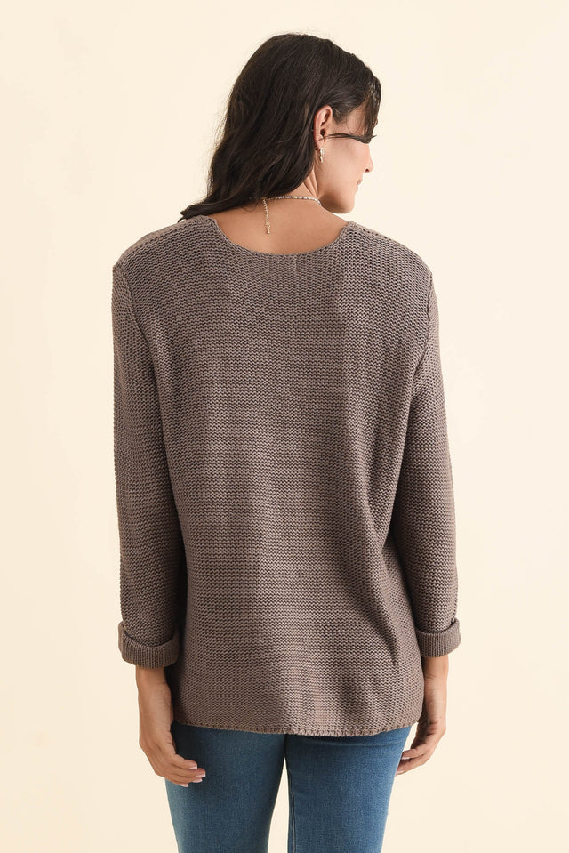 Toulouse Mocha Cotton Jumper,Brunette model,alt text|model:Brontie image 6