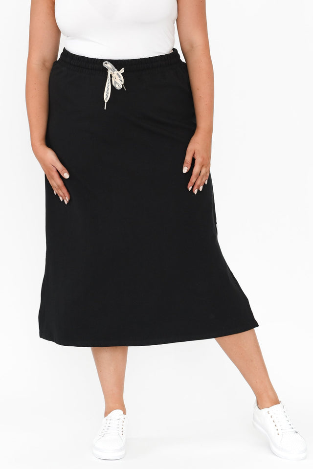 Travel Black Cotton Maxi Skirt,Blonde model,plus-size,curve-bottoms,plus-size-skirts,alt text|model:Shandre image 9