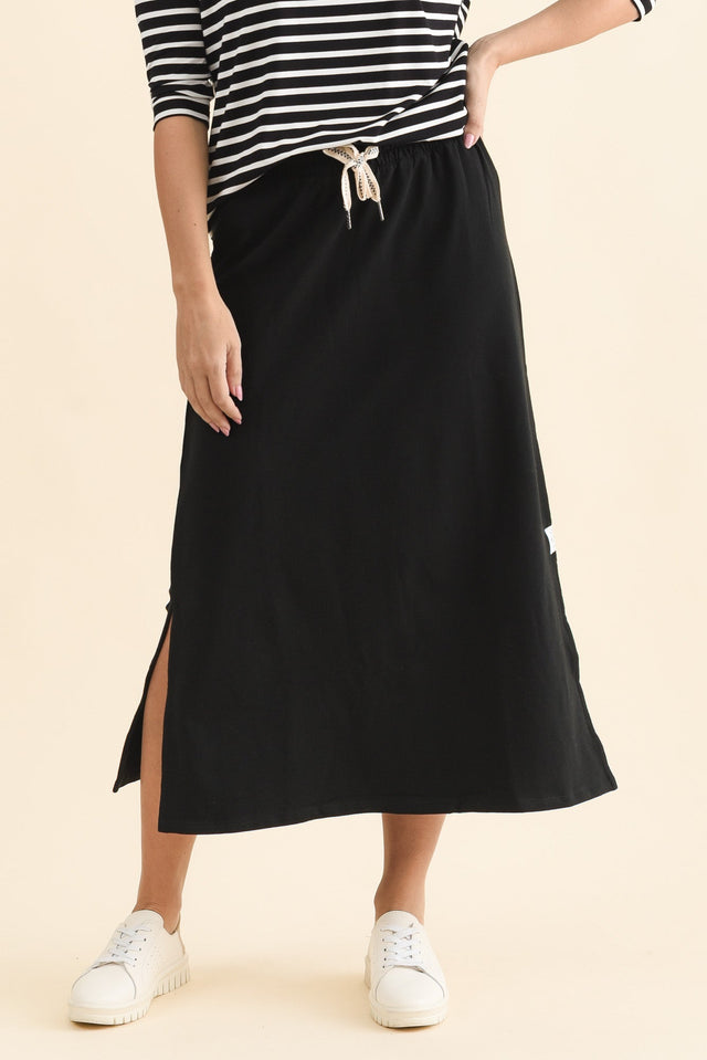Travel Black Cotton Maxi Skirt,Lifestyle image 1