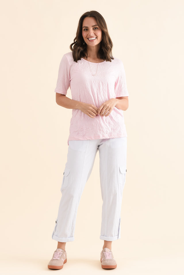 Travel No-Iron Pink Scoop Neck Top,Full Body,Brunette model,alt text|model:MJ image 6