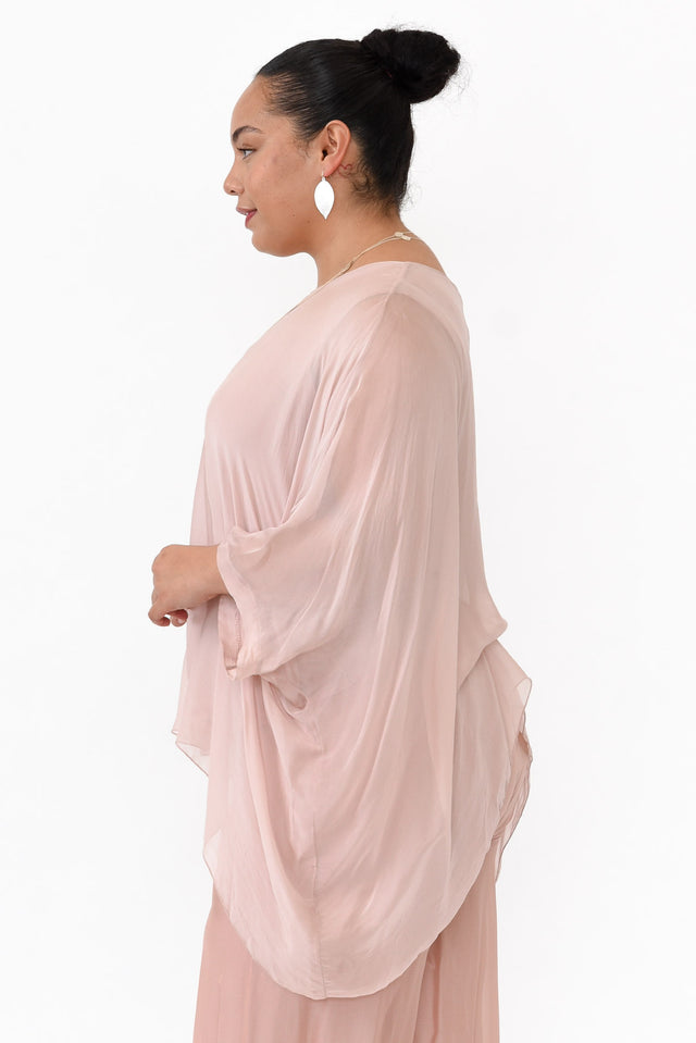 Trevino Blush Silk Overlay Top