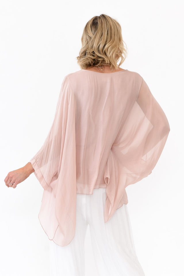 Trevino Blush Silk Overlay Top