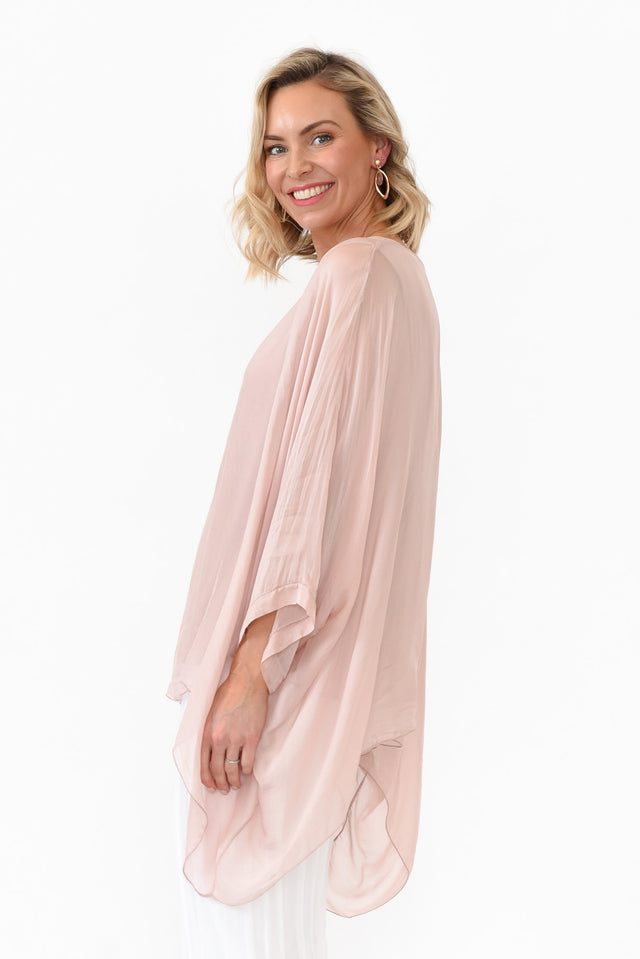 Trevino Blush Silk Overlay Top