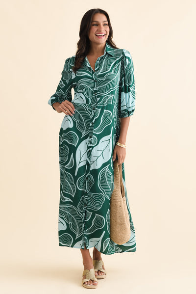 Trinity Green Leaf Tie Dress
