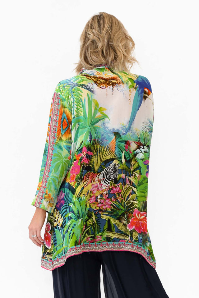 Tropical Green Silk Resort Shirt image 4