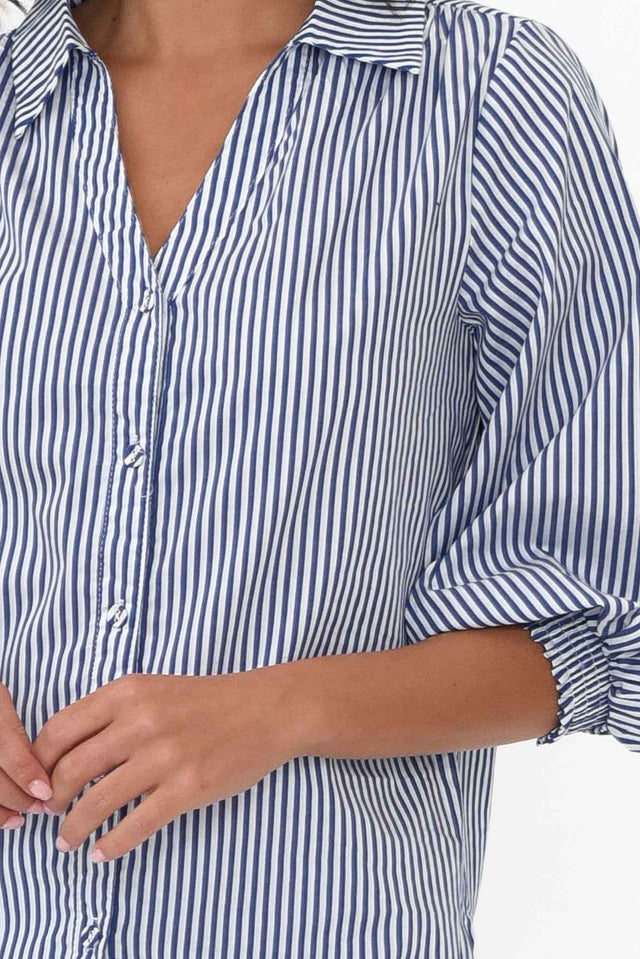 Troy Navy Stripe Cotton Shirt