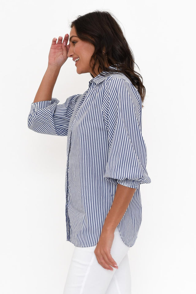 Troy Navy Stripe Cotton Shirt