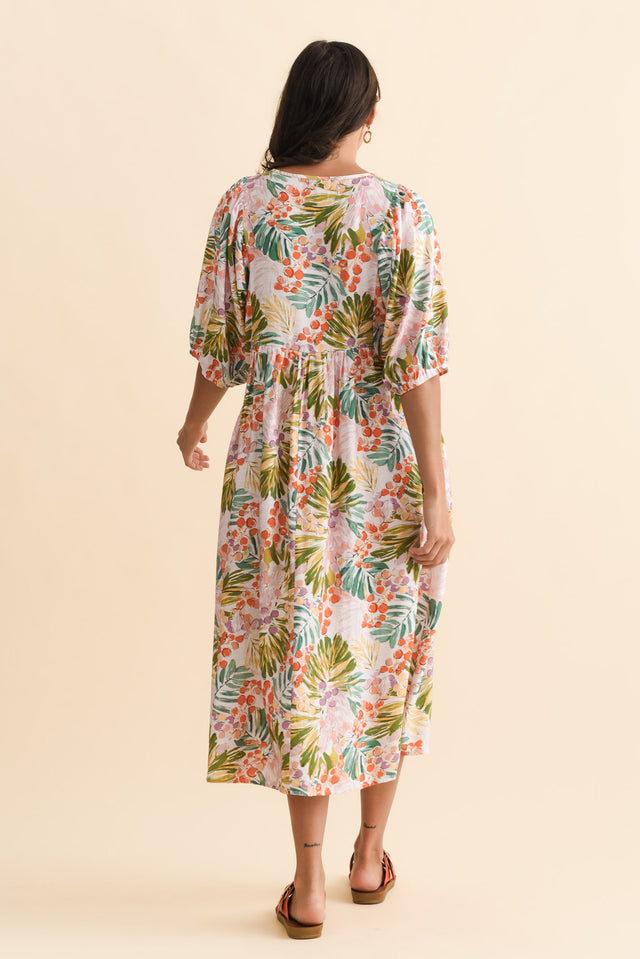 Troyanne Pink Jungle Midi Dress,Brunette model,alt text|model:Brontie image 5