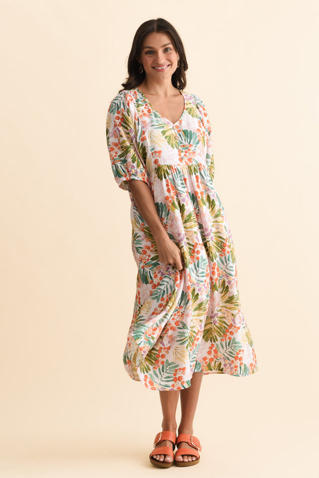 Troyanne Pink Jungle Midi Dress,Brunette model,alt text|model:Brontie image 7