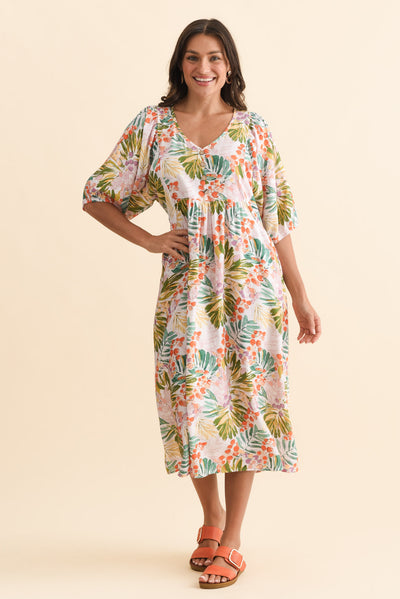 Troyanne Pink Jungle Midi Dress