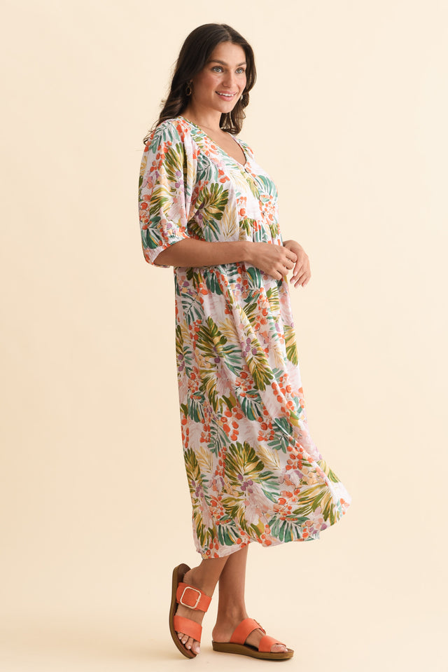 Troyanne Pink Jungle Midi Dress,Brunette model,alt text|model:Brontie image 4
