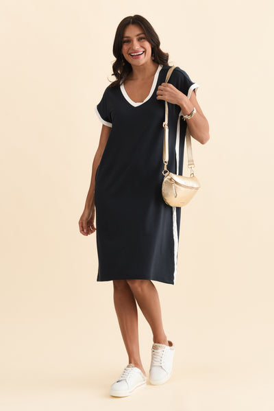 Tula Navy Contrast T-Shirt Dress
