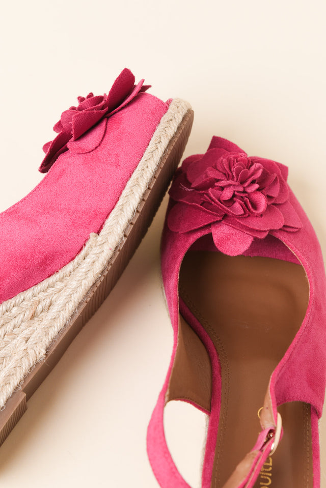 Tulip Fuchsia Flower Suede Wedge image 3
