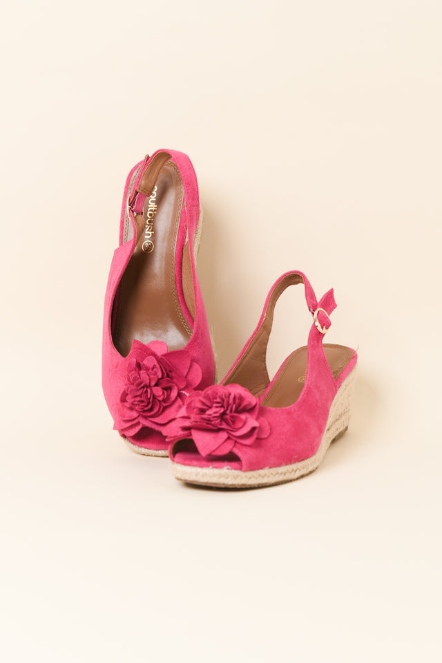 Tulip Fuchsia Flower Suede Wedge image 2