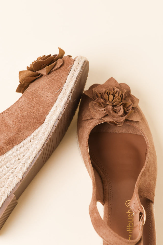 Tulip Tan Flower Suede Wedge image 3