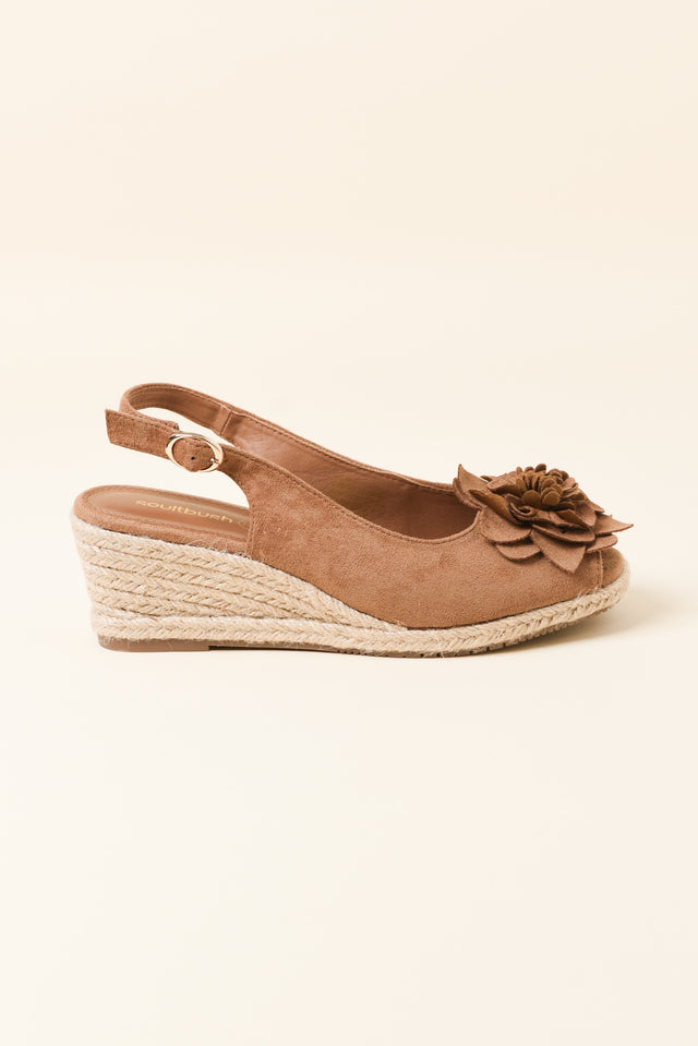 Tulip Tan Flower Suede Wedge image 1