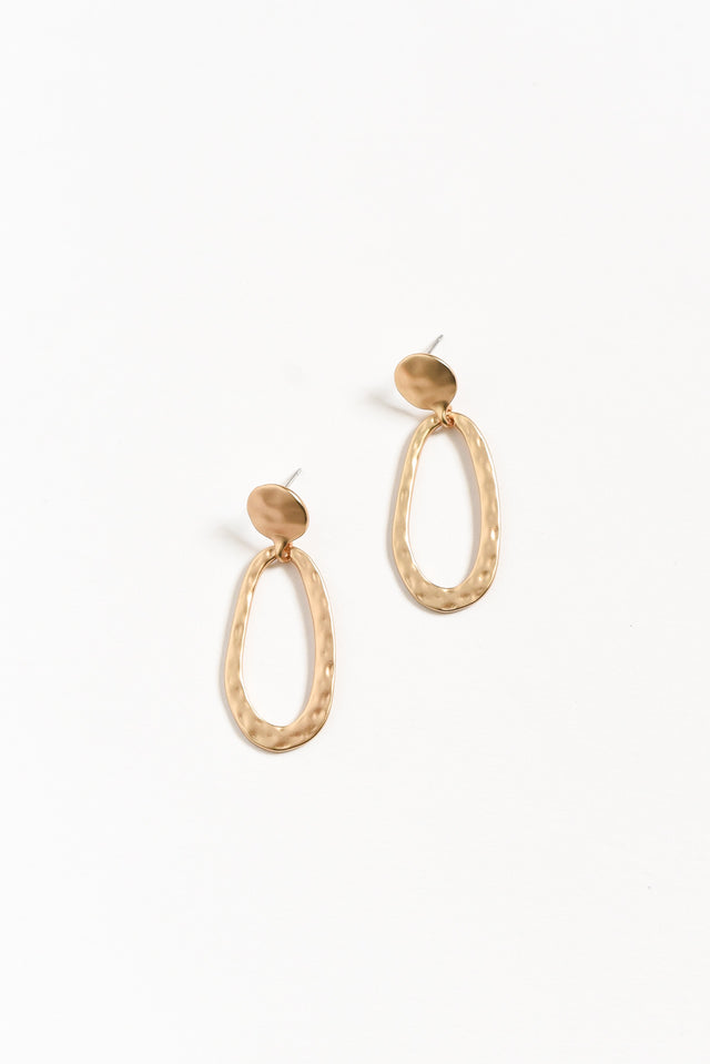 Tulla Gold Oval Drop Earrings