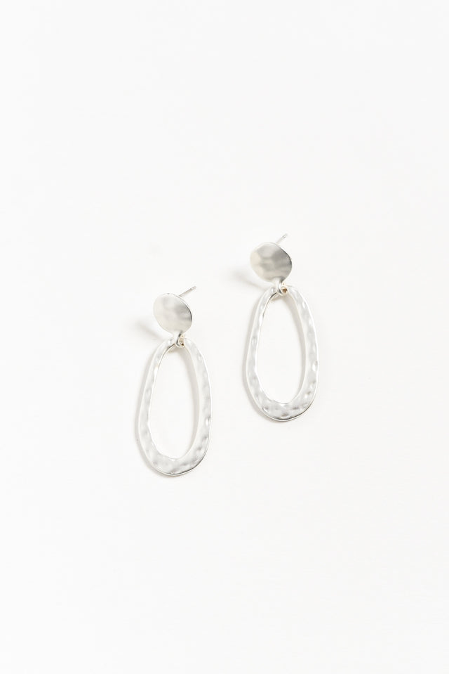 Tulla Silver Oval Drop Earrings image 1