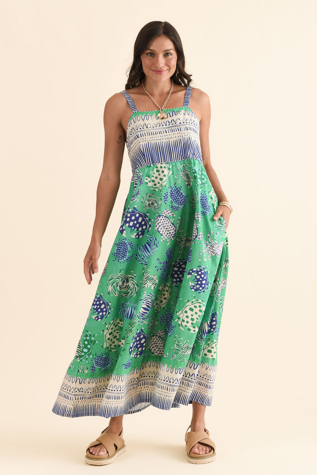 Tulli Green Coastal Cotton Poplin Dress,Full Body,Brunette model,alt text|model:Brontie image 6