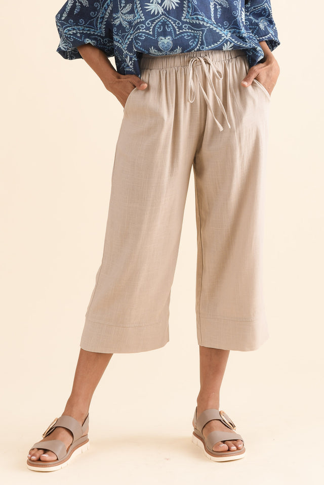 Twain Beige Pocket Pants,Front,Brunette model,alt text|model:Cara image 1