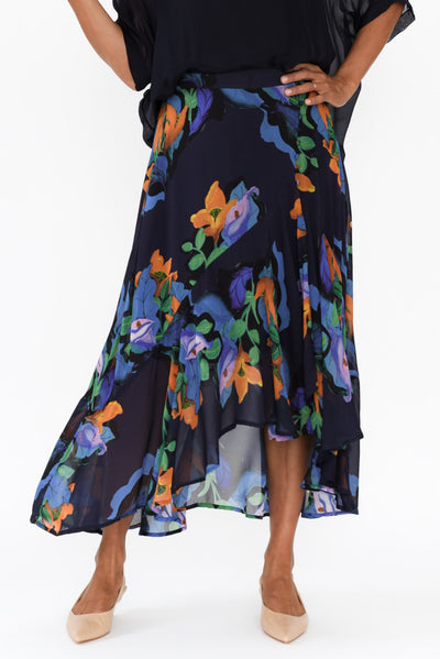 Twilight Navy Floral Skirt