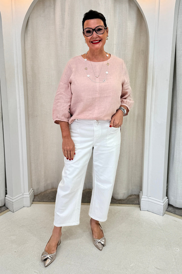 Addie Blush Linen Sleeved Top image 7