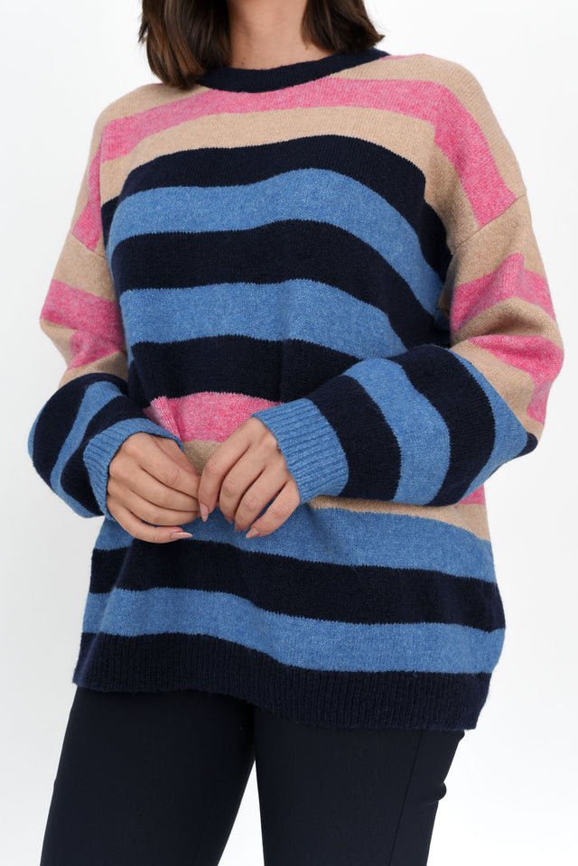 Valeria Blue Stripe Knit Jumper