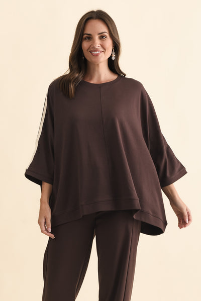 Valeria Chocolate Cotton Oversized Tee