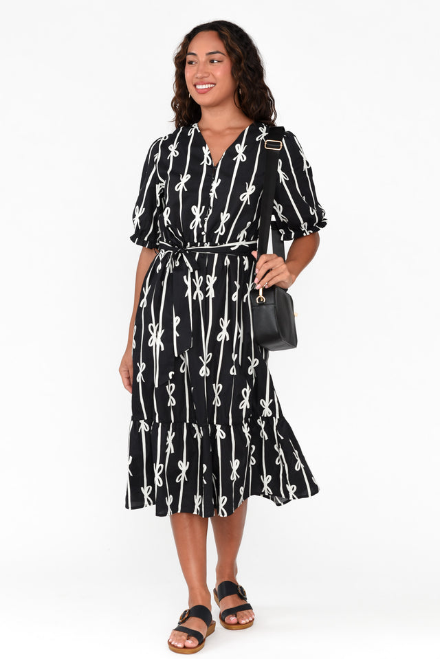 Valerin Black Ribbon Tier Dress