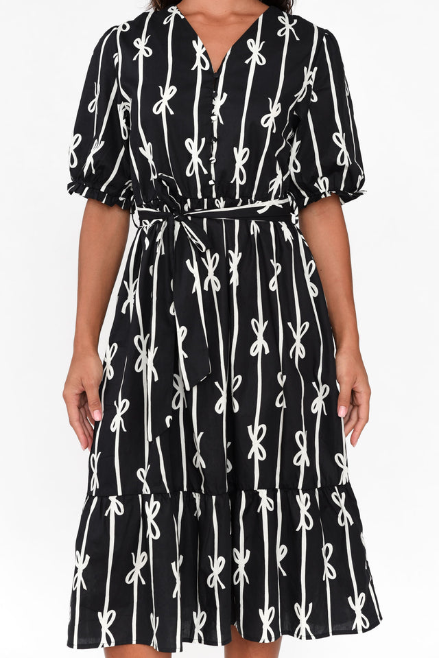 Valerin Black Ribbon Tier Dress