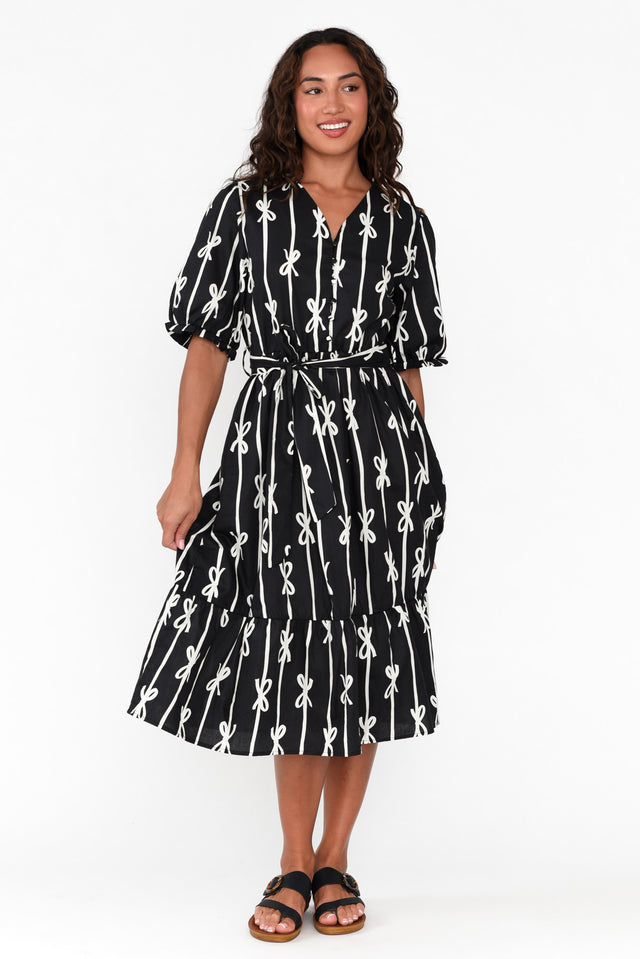 Valerin Black Ribbon Tier Dress