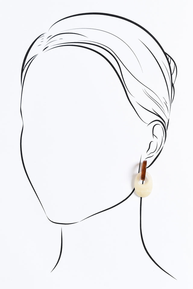 Varley Cream Oval Pendant Earrings