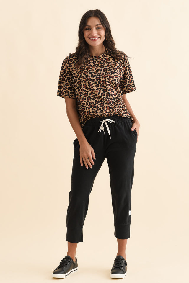 Fundamental Brunch Black Cotton Sweatpants,Brunette model,alt text|model:Brontie image 9
