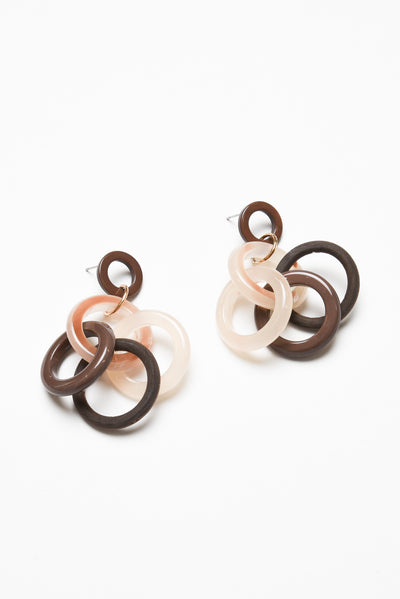 Verina Brown Resin Hoop Earrings