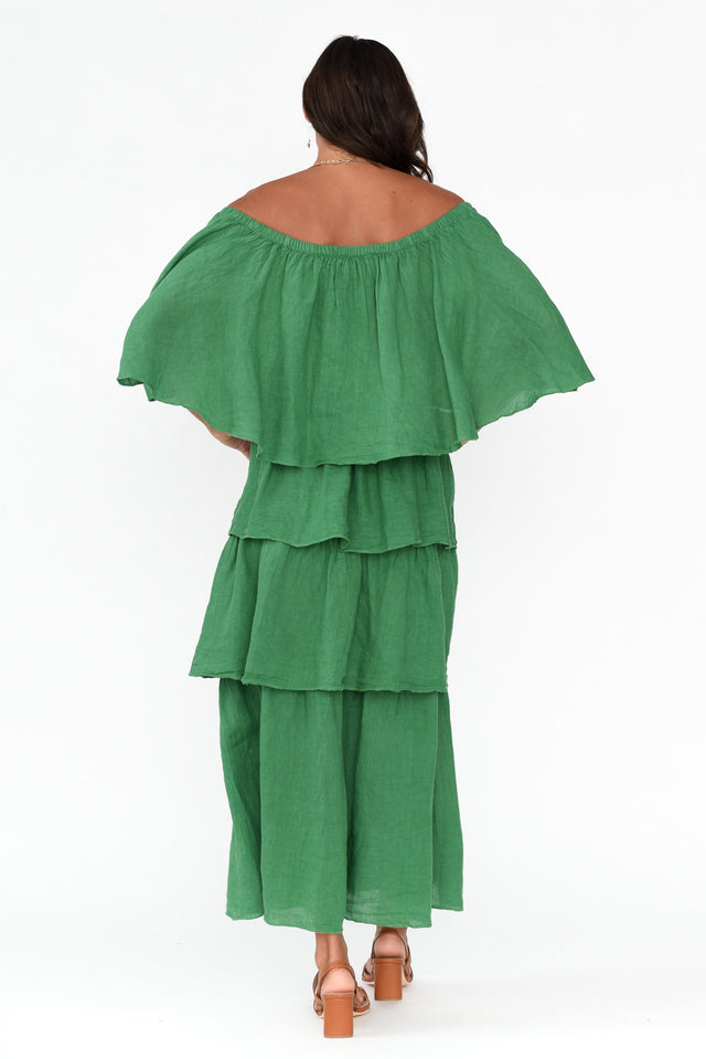 Verone Green Linen Ruffle Dress image 5