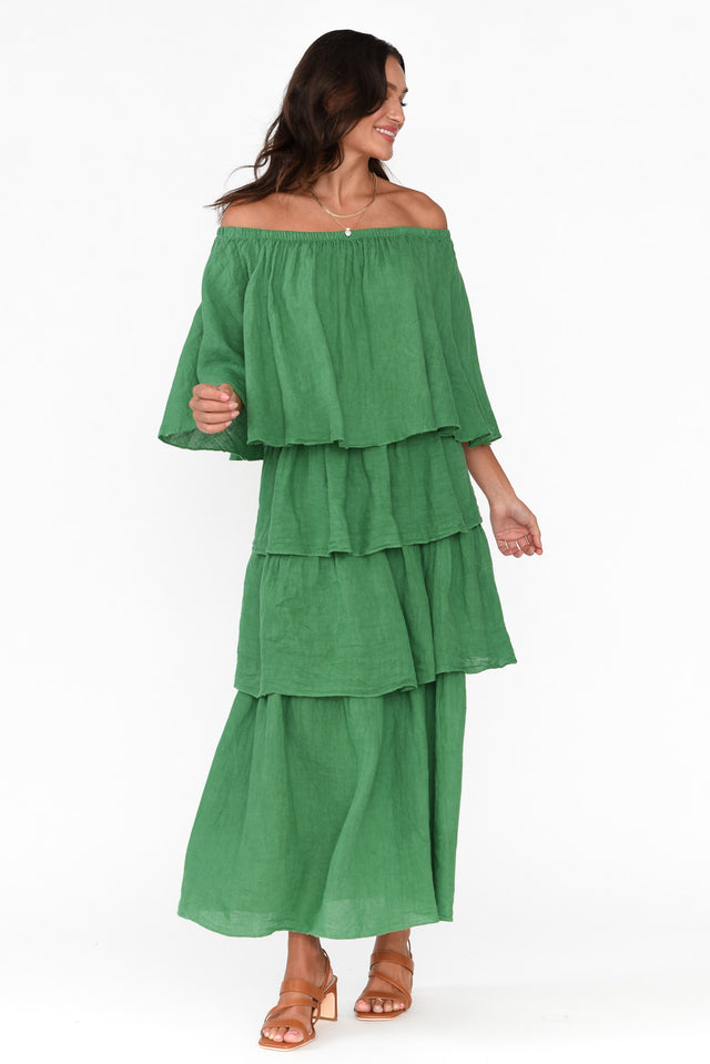 Verone Green Linen Ruffle Dress image 6