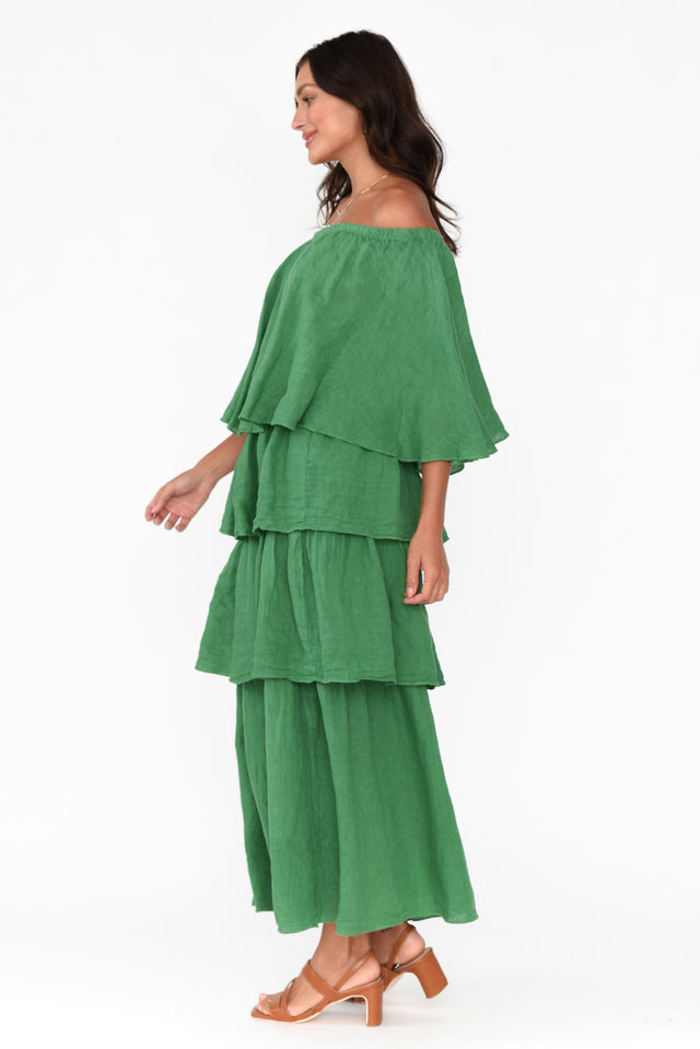 Verone Green Linen Ruffle Dress image 4