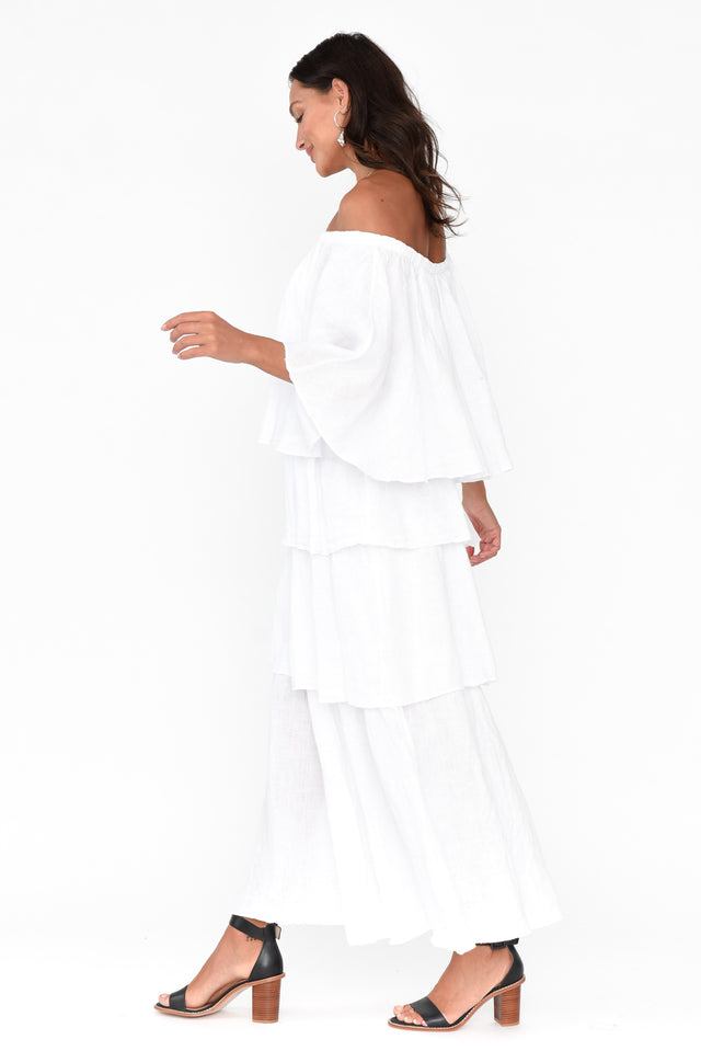 Verone White Linen Ruffle Dress image 4