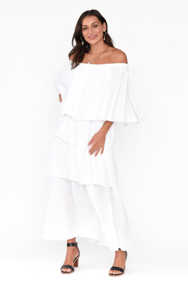 Verone White Linen Ruffle Dress image 6