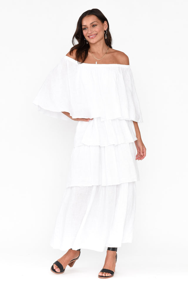 Verone White Linen Ruffle Dress image 3
