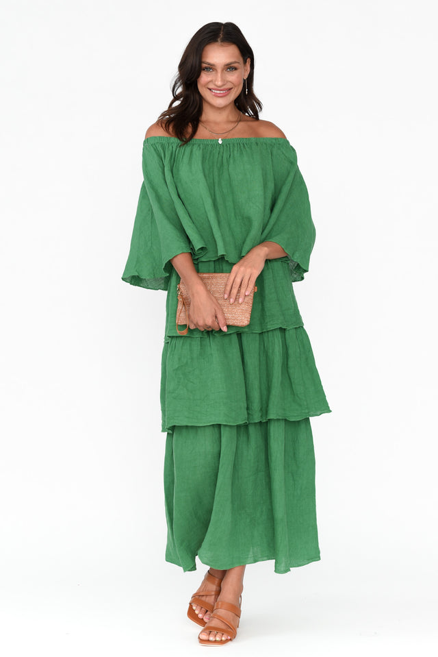 Verone Green Linen Ruffle Dress banner image