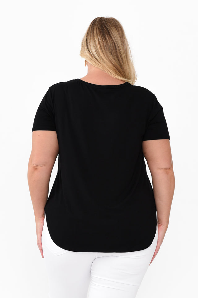 Veronica Black Bamboo Tee,Blonde model,alt text|model:Caitlin image 12