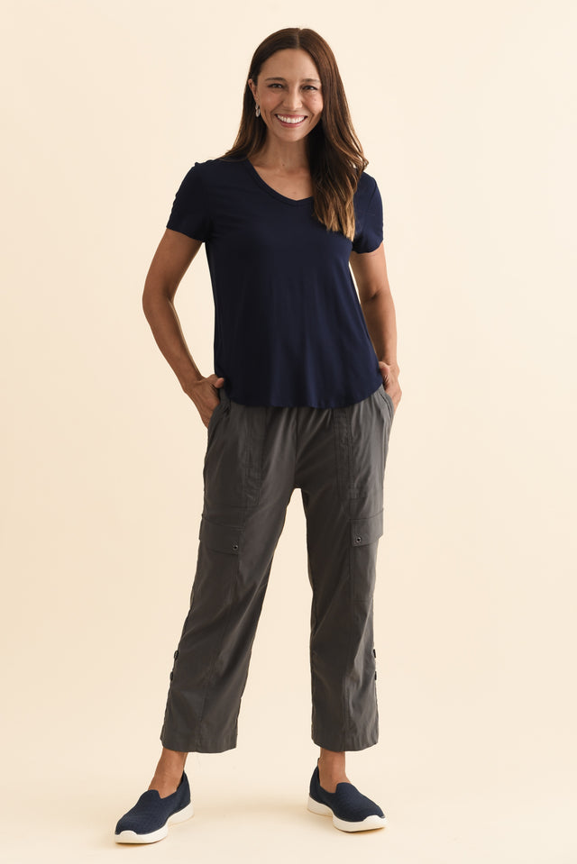 Air-Lite Charcoal Stretch Cargo Pants,Brunette model,alt text|model:Cara image 4