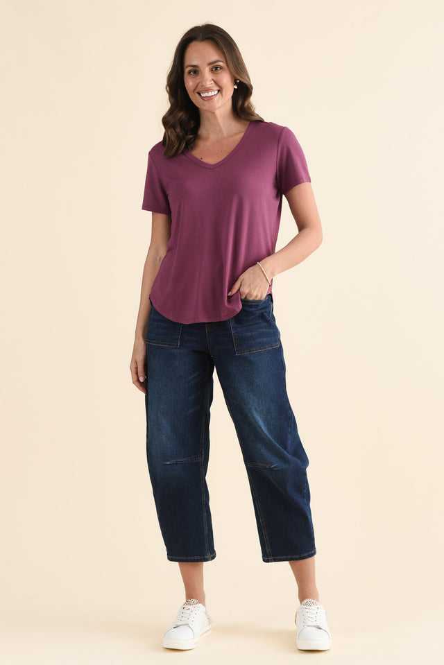 Veronica Plum Bamboo Tee,Full Body,Brunette model,alt text|model:MJ image 6