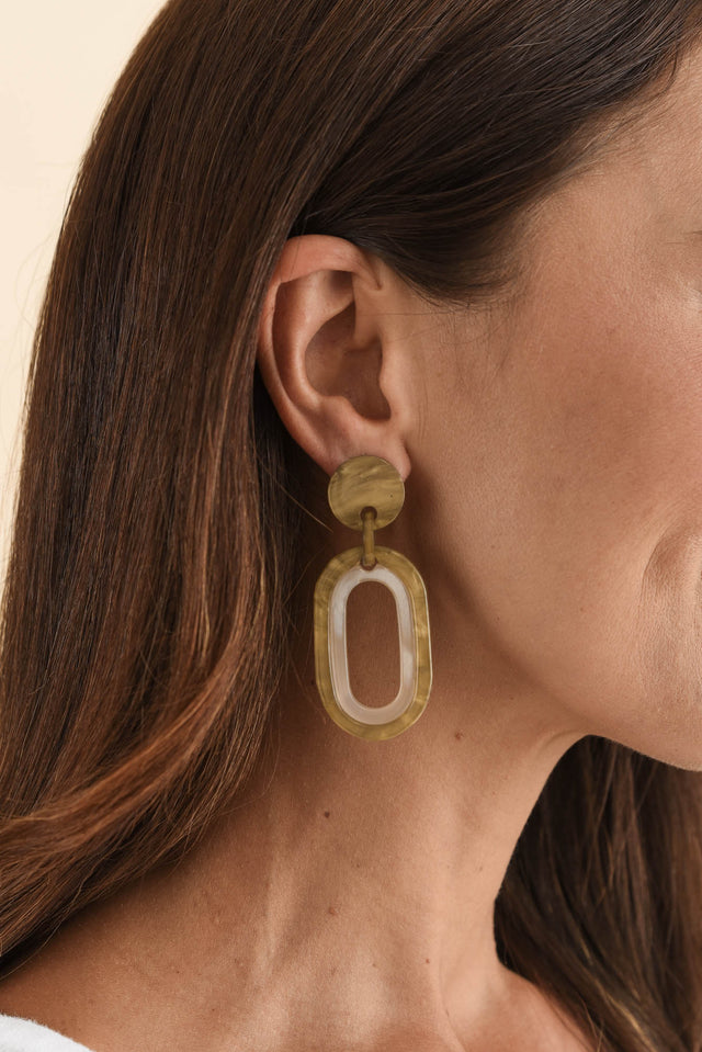 Via Gold Oval Drop Earrings