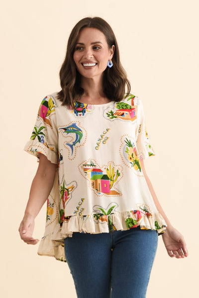 Vienna Natural Fiesta Frill Top