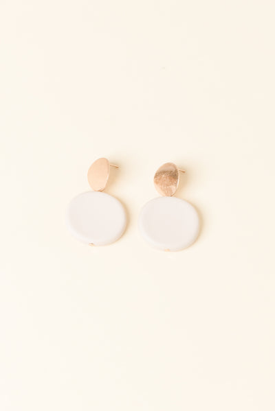 Vivan Cream Circle Drop Earrings