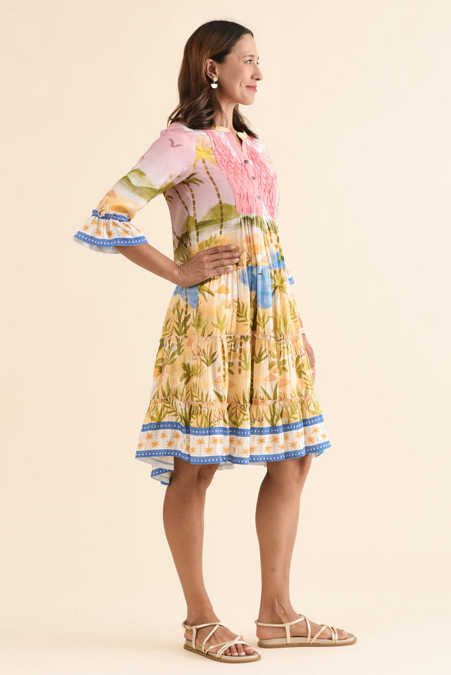 Viventi Pink Island Pocket Dress,Side,Brunette model,alt text|model:Cara image 3